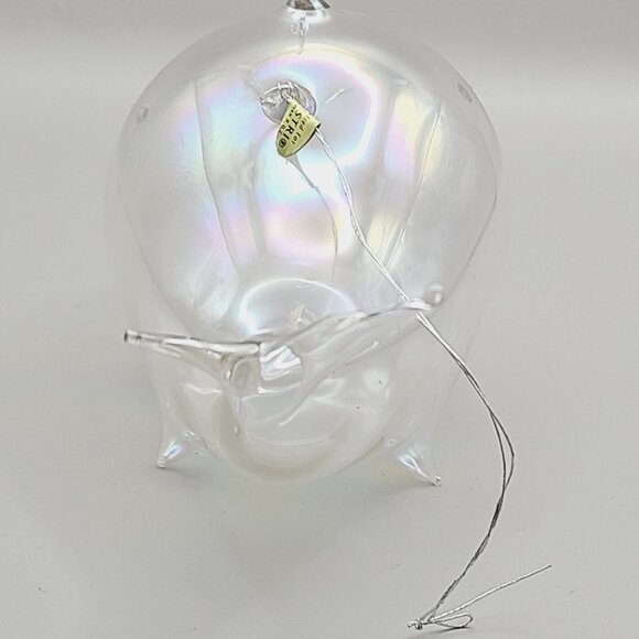 Silvestri Handcrafted Iridescent Blown Glass Whale Ornament with Flaw - Picture 10 of 13